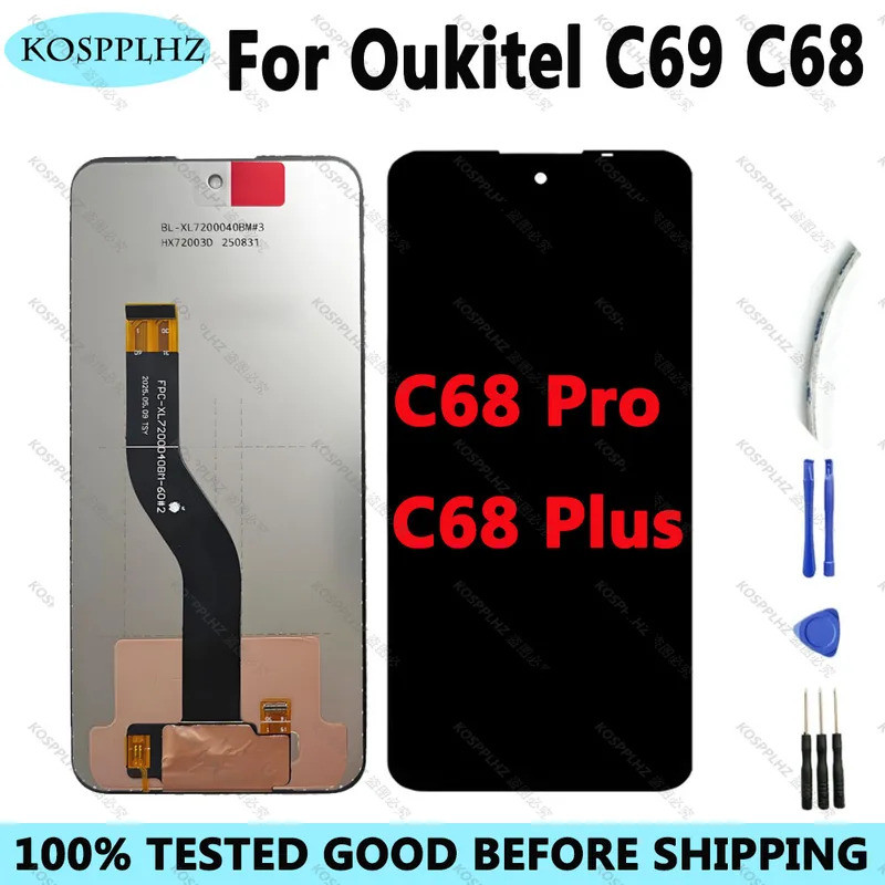 100% ทดสอบสําหรับ OUKITEL C68 C69 จอแสดงผล LCD Touch Screen Digitizer สําหรับ oukitel C68 PLUS C69 C