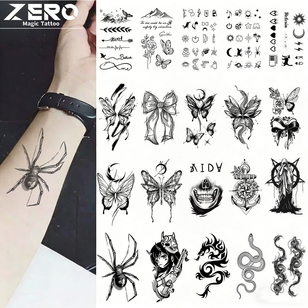 สติกเกอร์ลายโบเต๋าแมลงปอ กันน้ําและคงทน 15 วัน สำหรับแขน คอ และไหล่