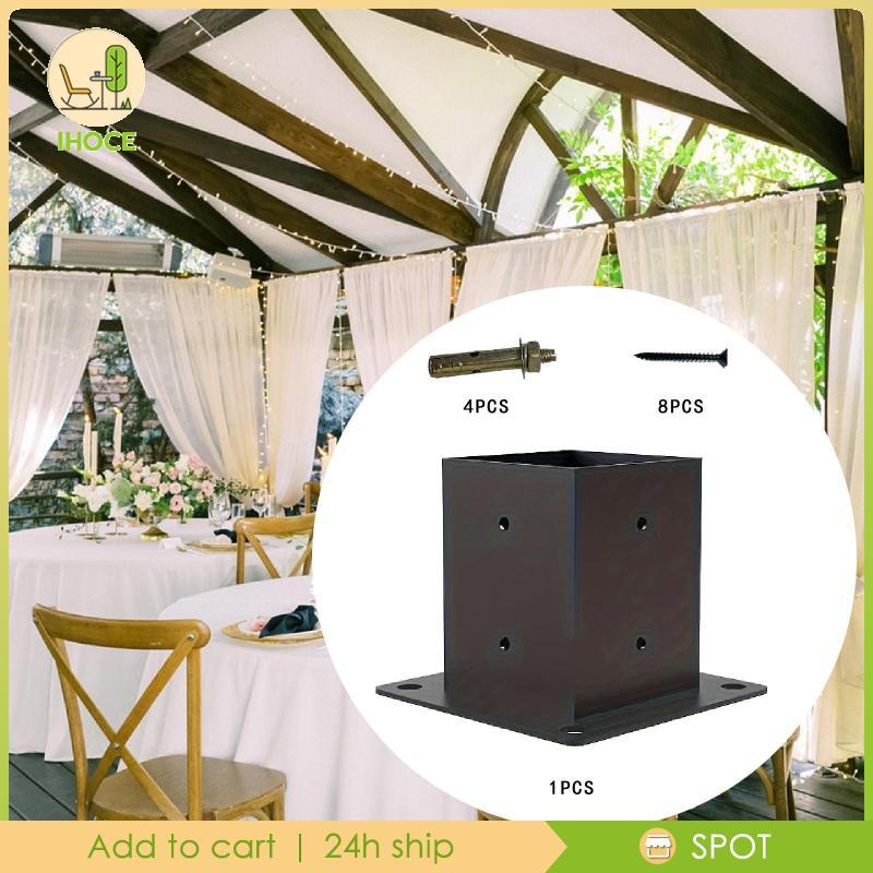 [Ihoce] Pergola Bracket Post Base Screw Hardware Woodworks Post Bracket Anchor Base สําหรับ Courtyar
