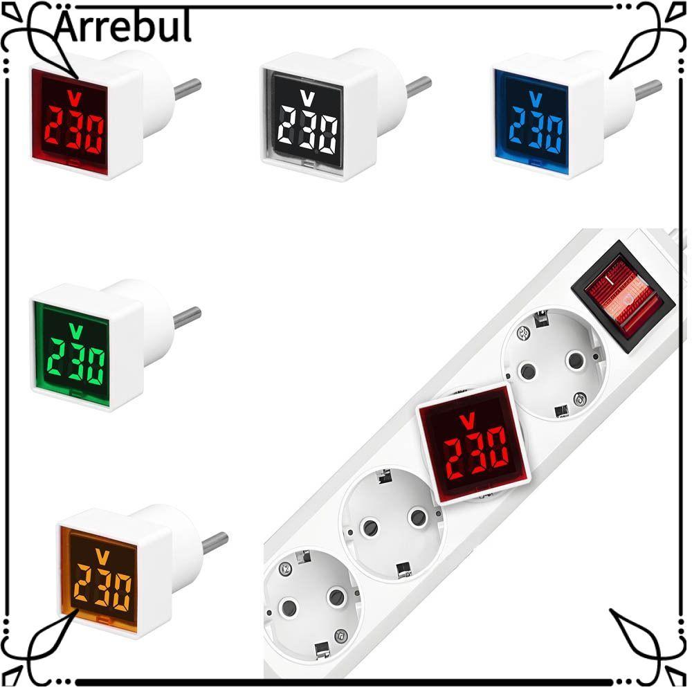 AREBUL โวลต์มิเตอร์ทรงสี่เหลี่ยม, 220V/230V จอแสดงผลเครื่องวัดแรงดันไฟฟ้า, โวลต์มิเตอร์ปลั๊ก EU ดิจิ