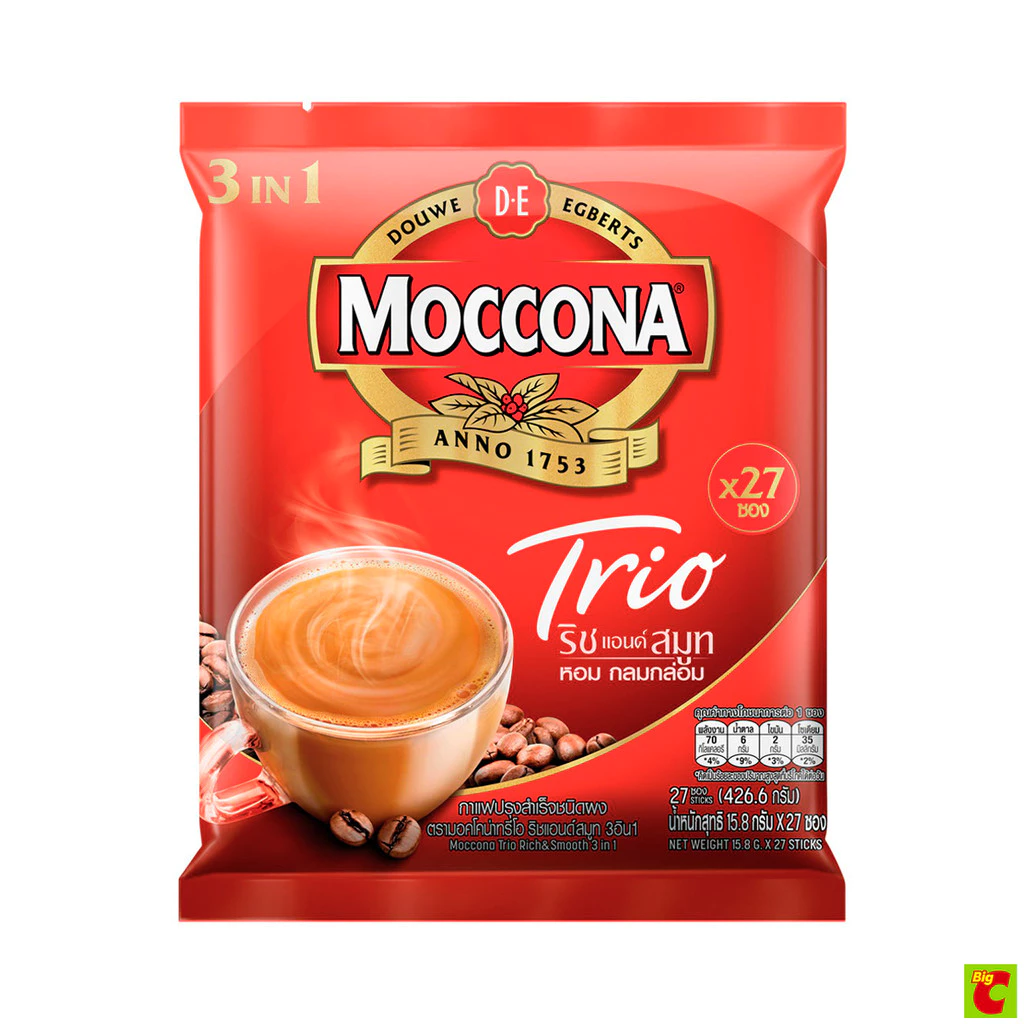 มอคโคน่า ทรีโอ กาแฟปรุงสำเร็จ 3อิน1 ริชแอนด์สมูท 15.8 ก. x 27 ชิ้น