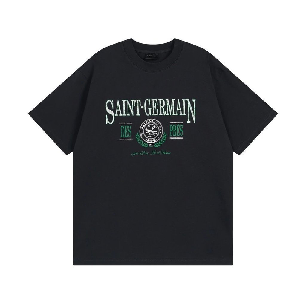 BALENCIAGA/BALENCIAGA คลาสสิกรอบคอแขนสั้นเสื้อยืดผู้ชายผู้หญิงสไตล์ทุกวันอเมริกันอินเทรนด์แนวโน้ม 20