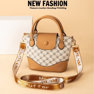 Retro prints Leather Shoulder Sling Bag For Women Korean New Style Top-handle Bags With Sling