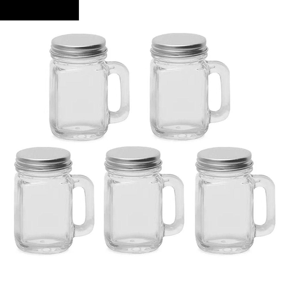 AUBREY1 ขวดแก้วปิดผนึก 5 ชิ้น, น่ารัก 35 มล. Mini Mason Jar, ถังเก็บพร้อมฝาปิดแบบพกพา Leakproof Coffee Concentrate ขวดกาแฟ