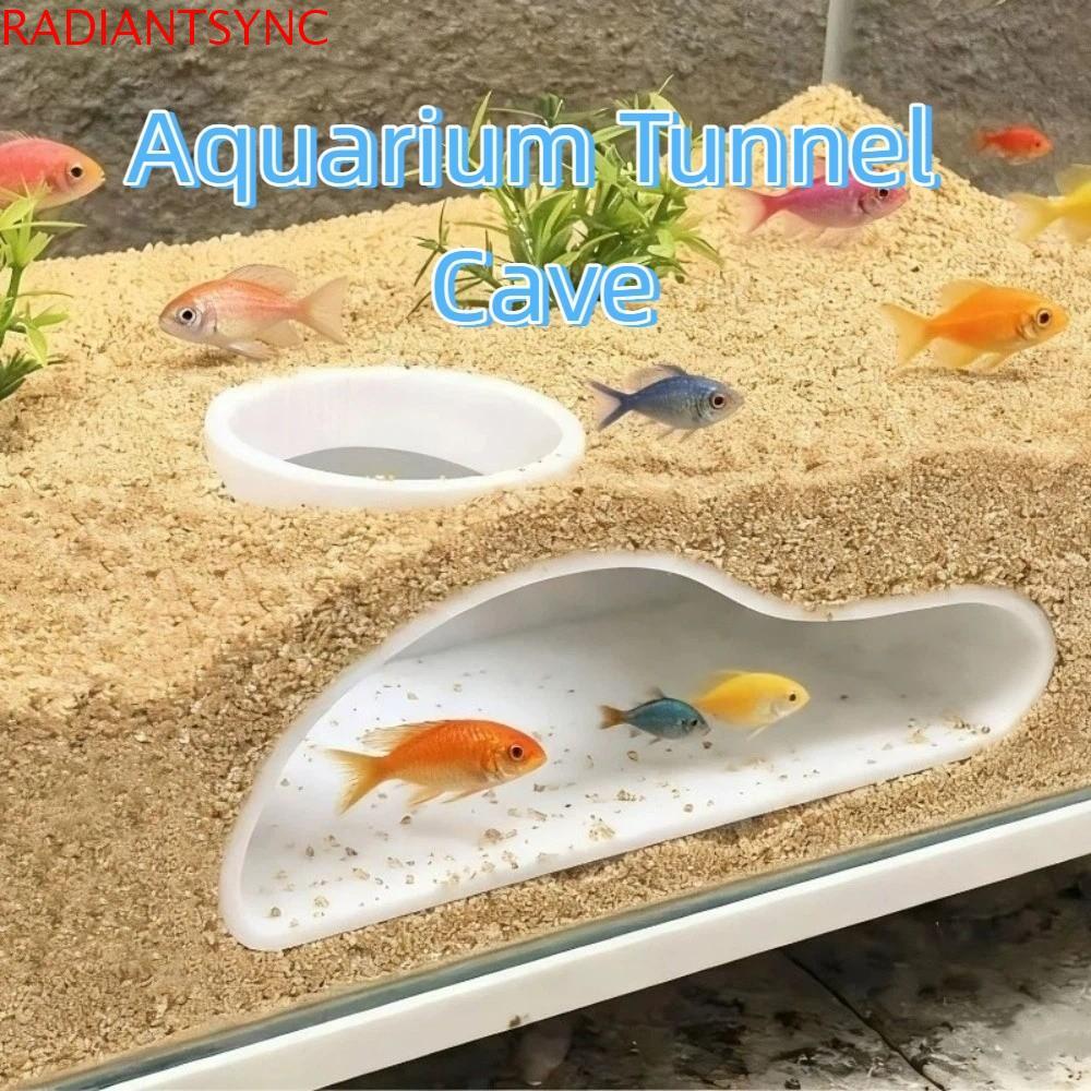 RADIANTSYNC ถ้ําอุโมงค์ตู้ปลา, การพิมพ์ 3D โค้งธรรมชาติภายใต้อุโมงค์กรวด, Creative Single Hole Spacious ภายใน Shelter ถ้ํากุ้งตกแต่งตู้ปลา