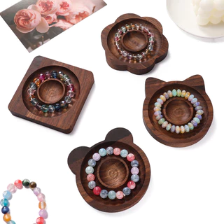 ถาดไม้ร้อยลูกปัด 10cm ไม้วอลนัท/ไม้สน/ไม้เผา สำหรับ DIY ทำสร้อยข้อมือ เครื่องประดับ อุปกรณ์คุณภาพดี