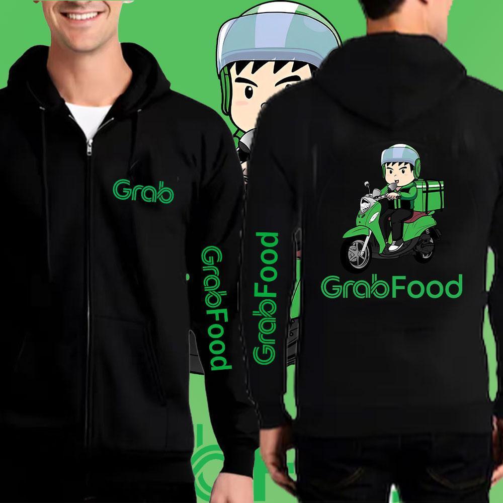 GrabFood ผู้หญิง Zipper Sweatshirt, Zipper Sweatshirt Hoodies สำหรับผู้ชาย แฟชั่นเสื้อแขนยาวหลวม