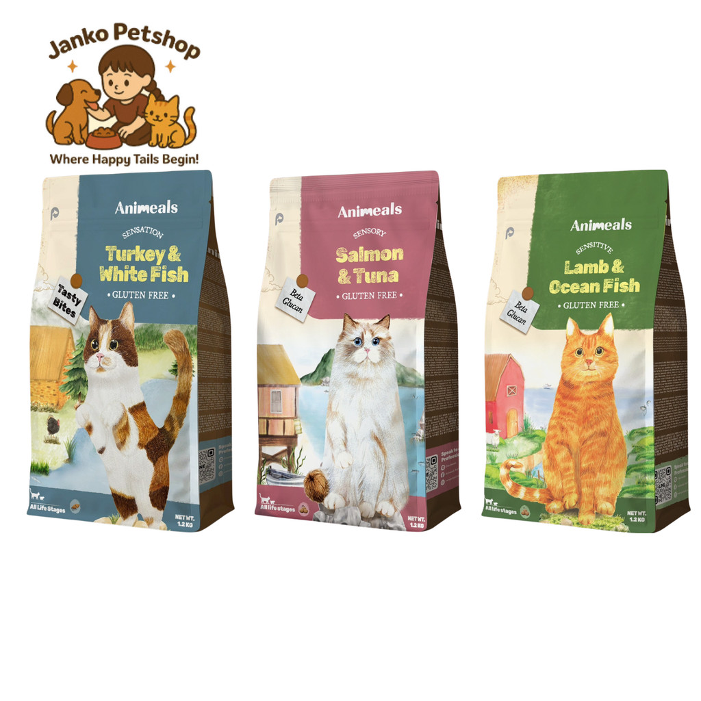 Animeals แอนิมีลส์ สำหรับแมวกินยาก กลิ่นหอมน่าทาน เม็ดพอดีคำ แมวโตทานง่าย ครบสารอาหาร ขนาด 1.2 kg