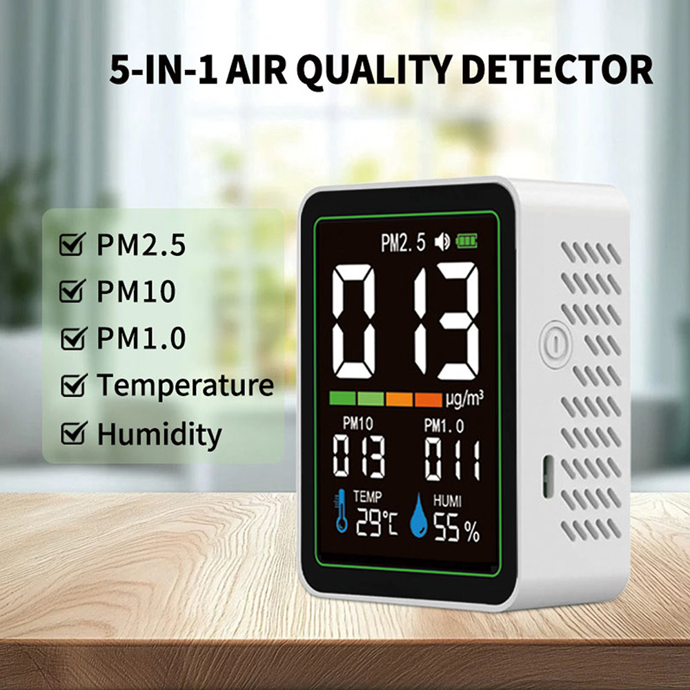 MT04-W อินฟราเรดฝุ่น 5-in-1 Air คุณภาพเครื่องตรวจจับ PM2.5 PM1.0 PM10 อุณหภูมิและความชื้นประเภท C