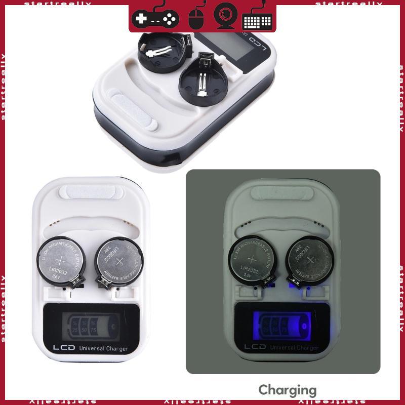 ST แท่นชาร์จปุ่ม LCD สําหรับ LIR2016 2025 2032 ML2016 2025 2032 เหรียญ