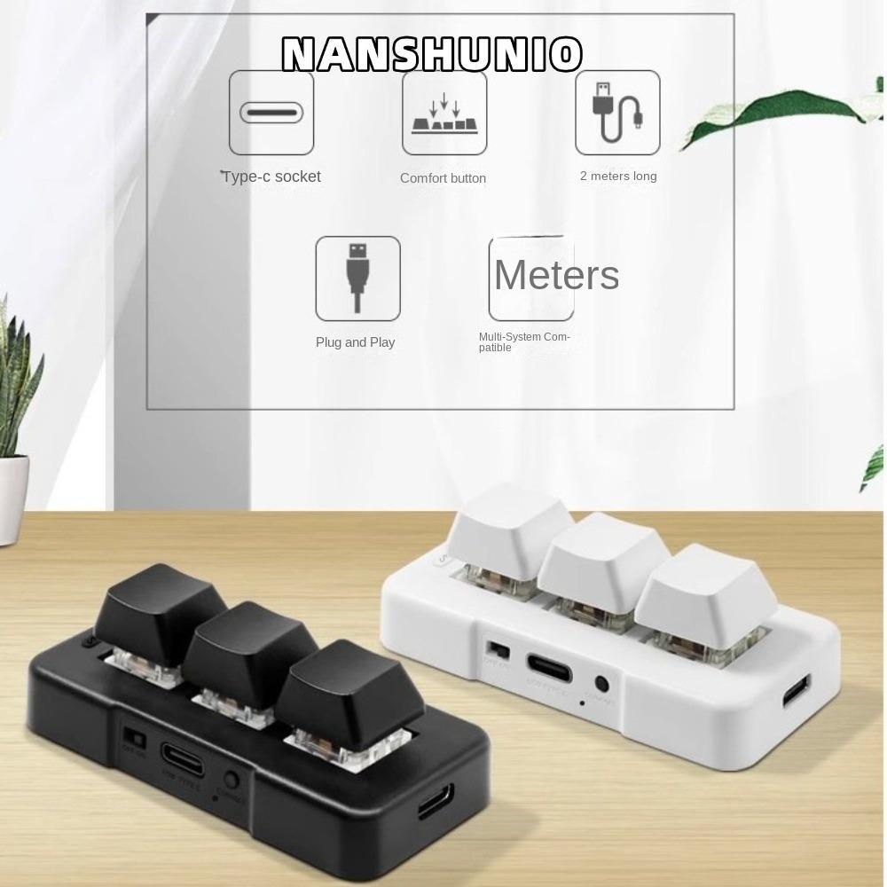 แป้นพิมพ์ NANSHUNO, แป้นพิมพ์แบบกําหนดเองขาวดํา 3 คีย์, MK321U MK321G MK321BT USB+BT Dual-mode Mini 