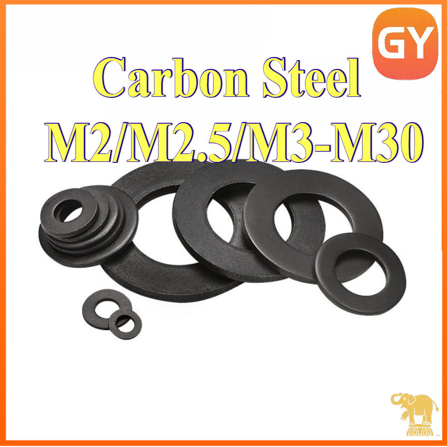 แหวนอีแปะ แหวนรอง น็อตสกรู เหล็กแข็ง 8 รมดำ - M2/M2.5/M3-M30 / 8 Grade Flat Washer Black Oxide [GYYY