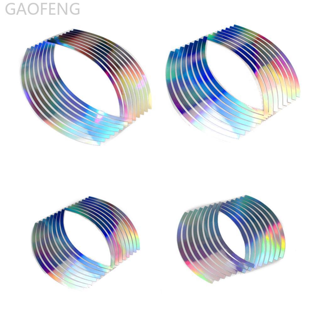 GAOFENG 16 ชิ้น PVC 10/12/14/18 นิ้วเทปขอบล้อสําหรับรถจักรยานยนต์สะท้อนแสงลาย U4V7