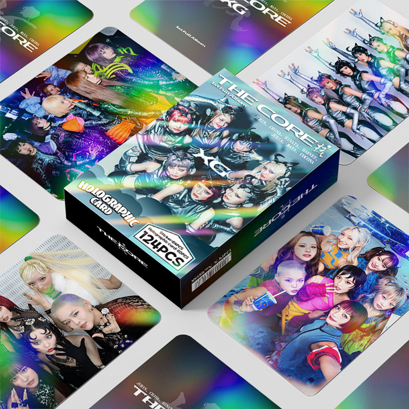 124 ชิ้น/กล่อง XG Photocards THE CORE Holographic LOMO Card KPOP Holographic การ์ดสติกเกอร์คอลเลกชัน