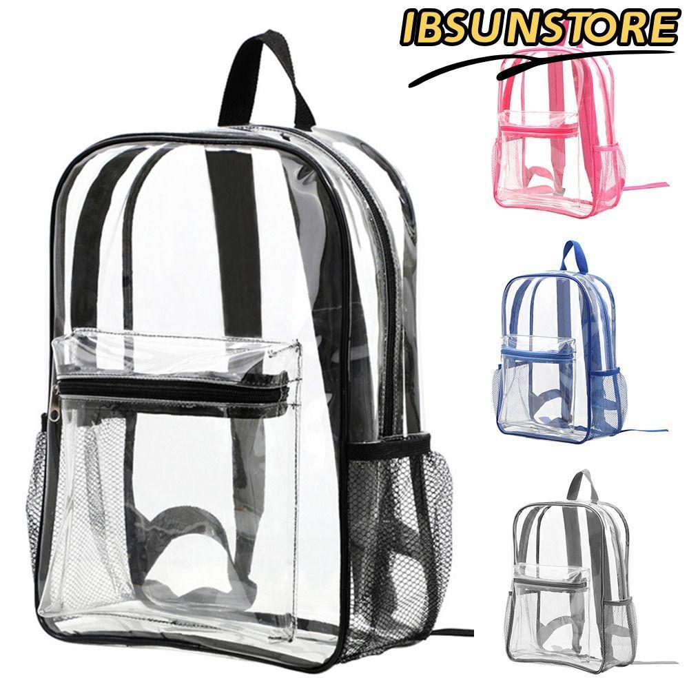 IBSUNSTORE กระเป๋าเป้สะพายหลัง PVC ขนาดใหญ่ แบบโปร่งใสสำหรับการเดินทาง และกีฬากลางแจ้ง
