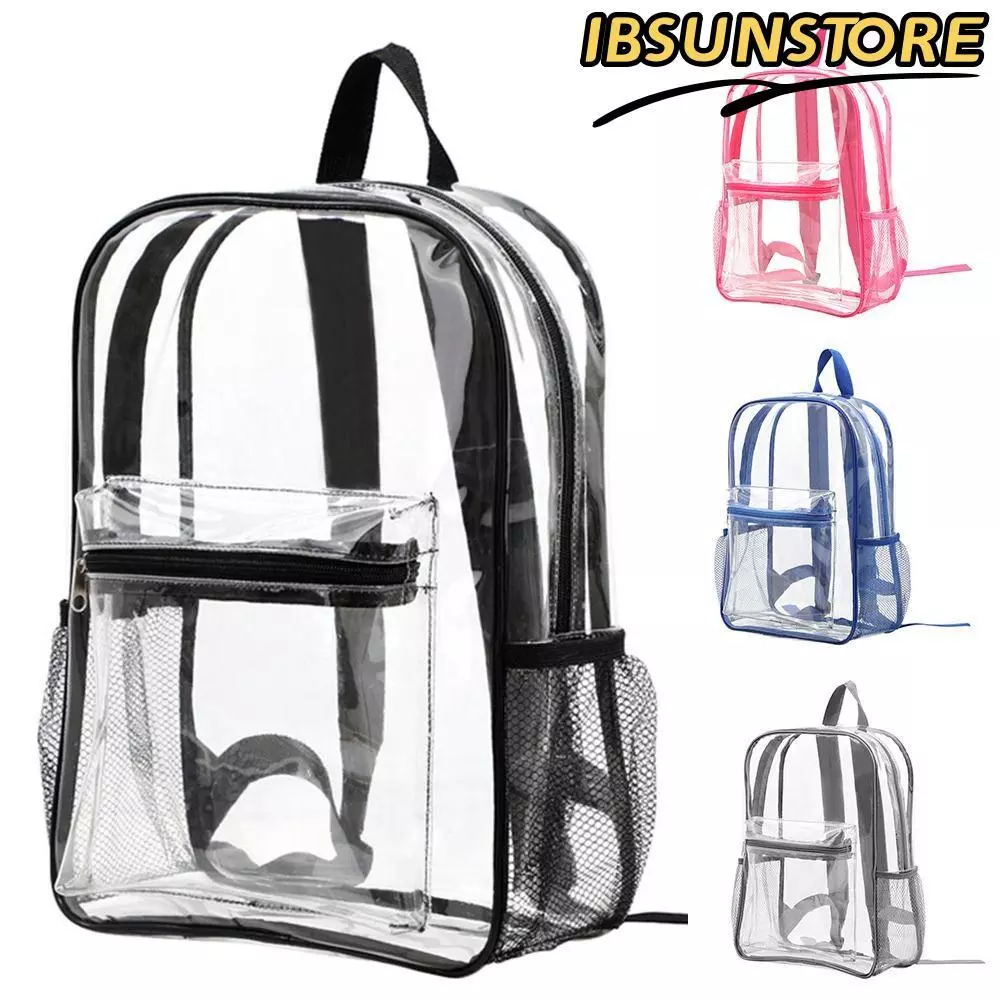 IBSUNSTORE กระเป๋าเป้สะพายหลัง PVC ขนาดใหญ่ แบบโปร่งใสสำหรับการเดินทาง และกีฬากลางแจ้ง