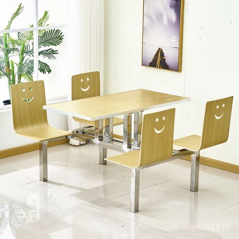 6-Person โต๊ะทํางานโรงงานโต๊ะรับประทานอาหารโรงพยาบาลโรงอาหารโต๊ะรับประทานอาหารเก้าอี้ 4-Person Unit 