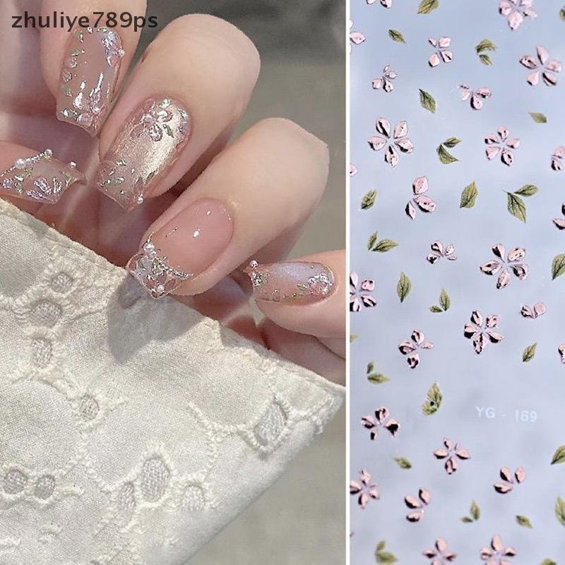 Zuliye789ps] 2 ชิ้น Bronzing ดอกไม้เล็บ Stiers 3D Self-Adhesive ดอกไม้เล็บ Decals ดอกไม้เล็บออกแบบกล