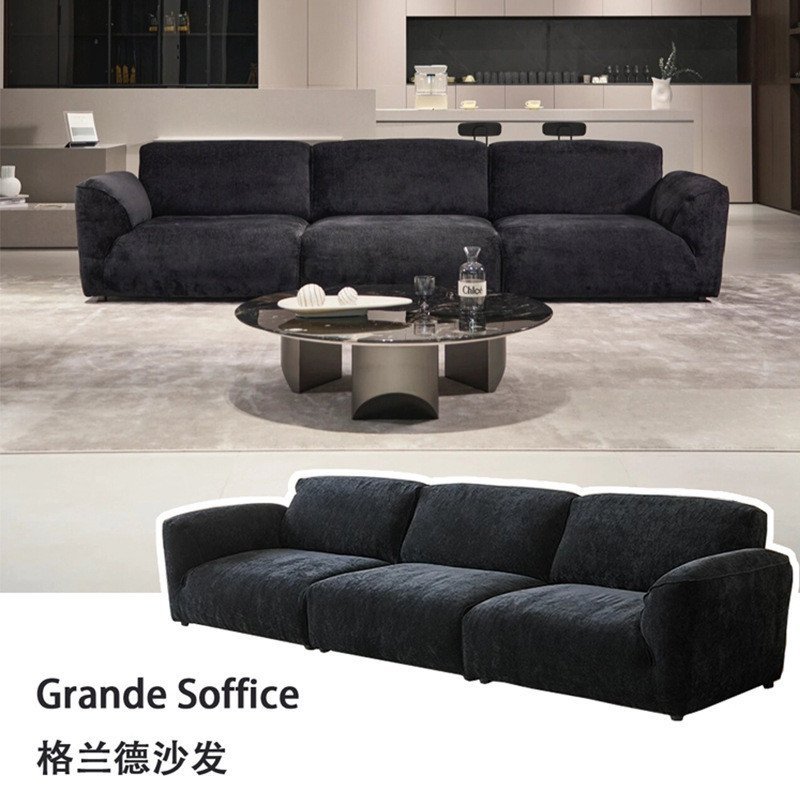 ห้องนั่งเล่นแกรนด์อิตาลี Chenille อพาร์ทเมนต์ขนาดเล็กเฟอร์นิเจอร์ตรงกลีบเจนลงครีมผ้าโซฟาสไตล์ไอเสีย 