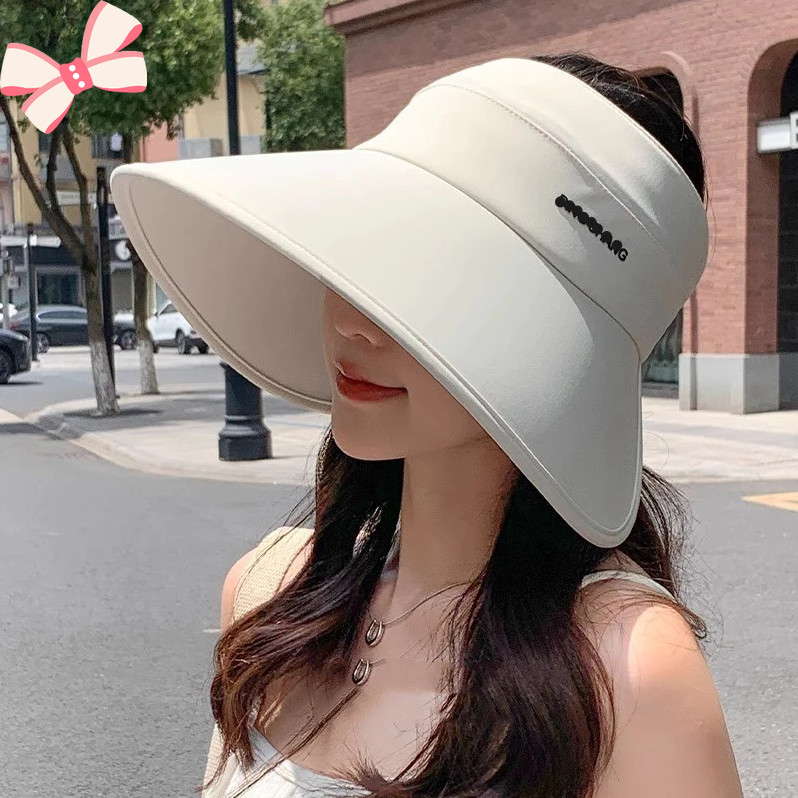 ผ้าไหมน้ำแข็งสองด้าน หมวกครึ่งใบ กันแดดได้ ขยายปีกหมวก 13cm หมวกกันแดด😍RYT😍