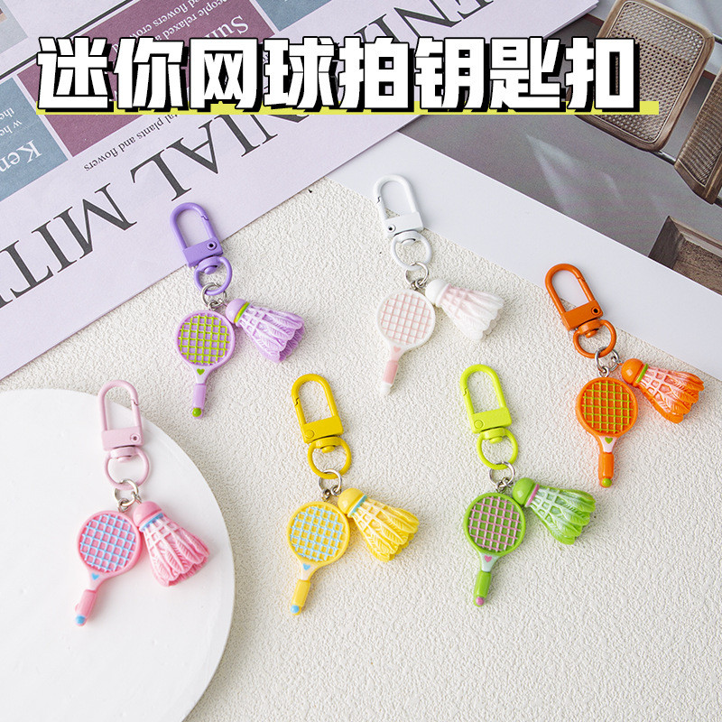 Creative ไม้แบดมินตันพวงกุญแจน่ารักลูกขนไก่กระเป๋าแขวน Deco นักเรียนคู่วันเกิด Hadiah