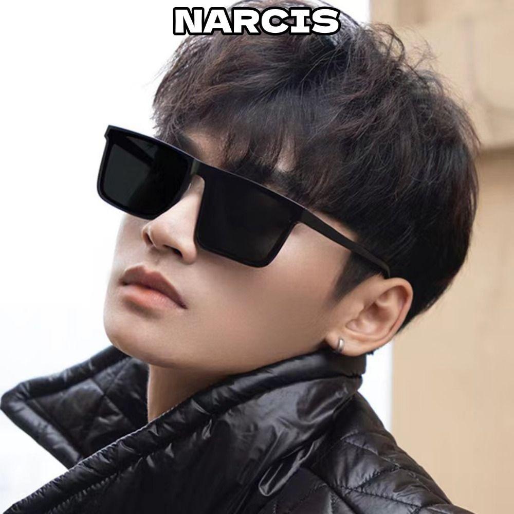 แว่นตากันแดด NARCIS สไตล์ Simple Street Photos Square Frame เหมาะสำหรับการขับรถและป้องกันแสงUVในฤดูร