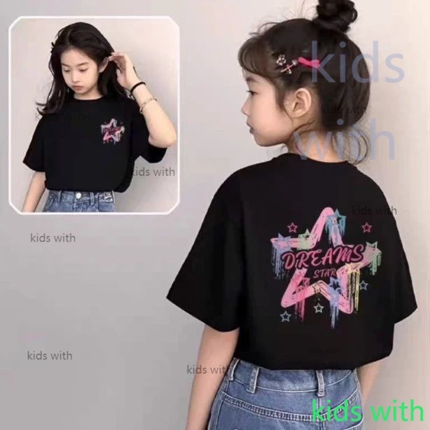 (จัดส่งตลอด 24 ชั่วโมง) เสื้อยืดแขนสั้นเด็กลายการ์ตูนสำหรับเด็กผู้หญิงเสื้อยืดคอกลมทรงหลวม ระบายอากาศได้ดี สวมใส่สบาย