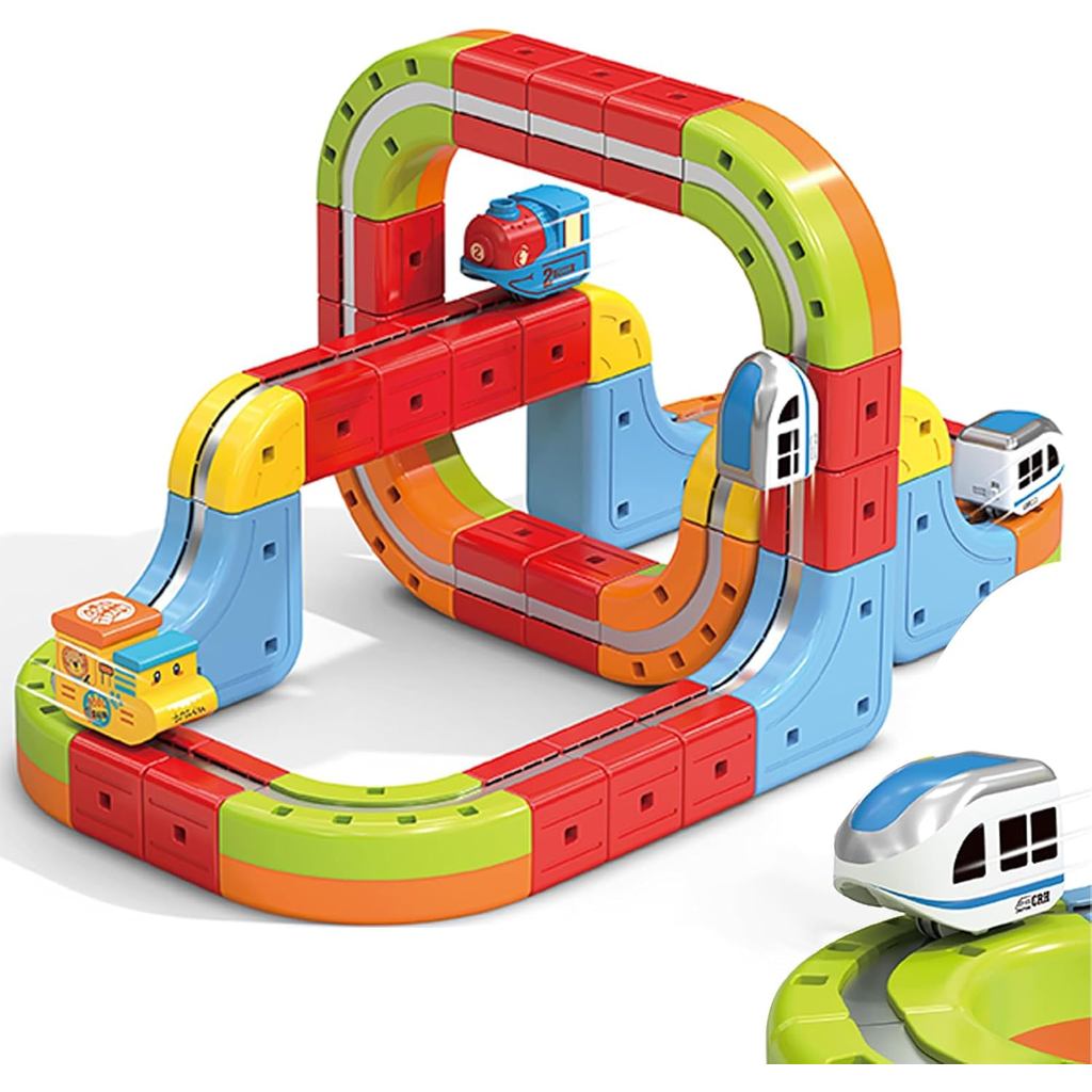 3D Infinity Track พร้อมชุดรถไฟไฟฟ้า, Magnetic Monorail Cube Track, Magnetic Rail Builder, Gravity De