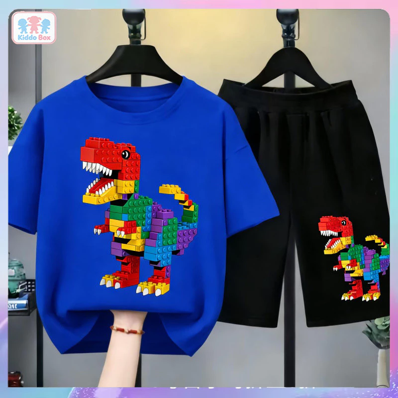 ชุดเสื้อยืดเด็กชายลายไดโนเสาร์ เลโก้ โบราวี่ สีรุ้ง thumbnail 4