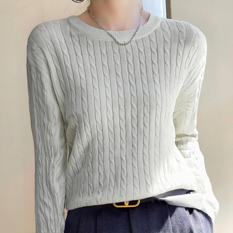 เสื้อสเวตเตอร์ถัก คอกลม แขนยาว สำหรับผู้หญิง  ดีไซน์ลายทางแฟชั่นใหม่ ผ้าที่นุ่มและยืดหยุ่น คาร์ดิแกนถักคุณภาพสูง88042