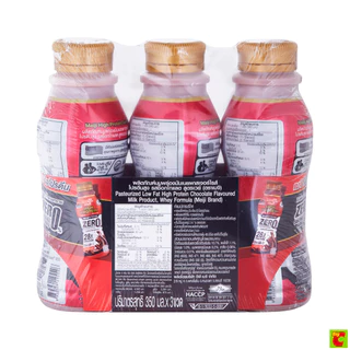 ซีพี-เมจิ ไฮโปรตีน นมพร่องมันเนยพาสเจอร์ไรส์โปรตีนสูง รสช็อกโกแลต สูตรเวย์ 350 มล. แพ็ค 3