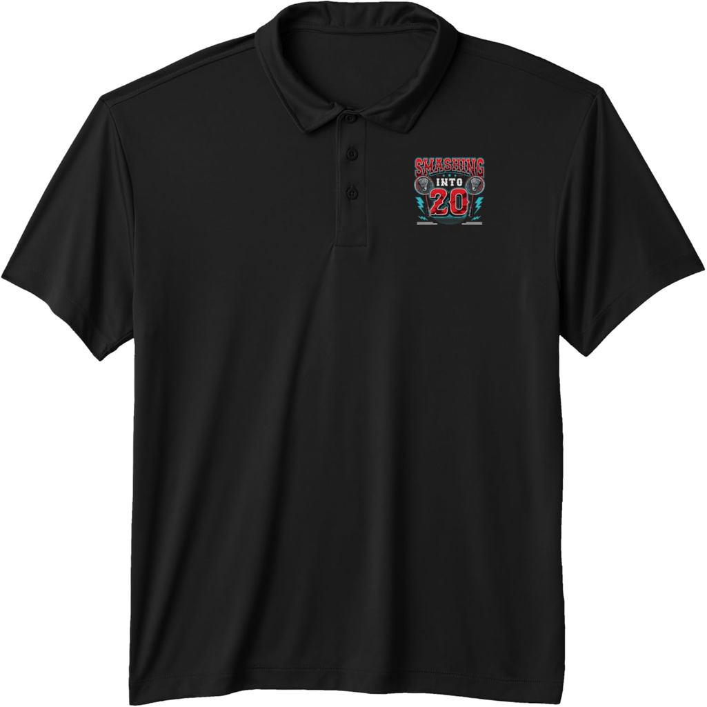 Smashing Into 20 Years Badminton Lover 20th Birthday Performance Polo Shirt