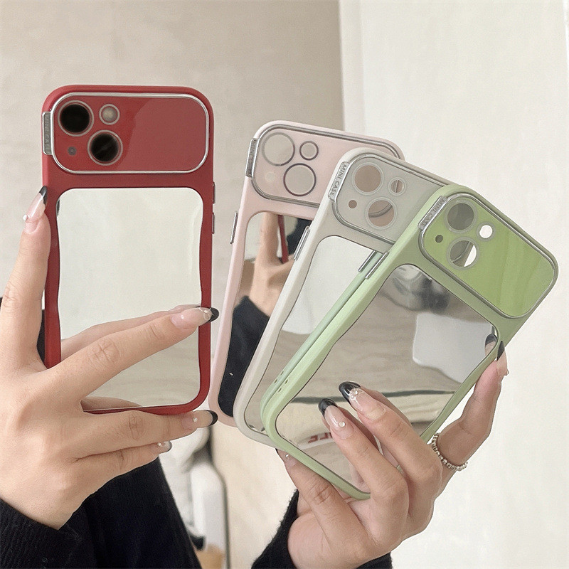 กระจกสําหรับกระจกสีทึบเรียบง่ายเหมาะสําหรับ iPhone17ProMax Apple 16/15/14 เคสโทรศัพท์กระจกสาว 2026.3