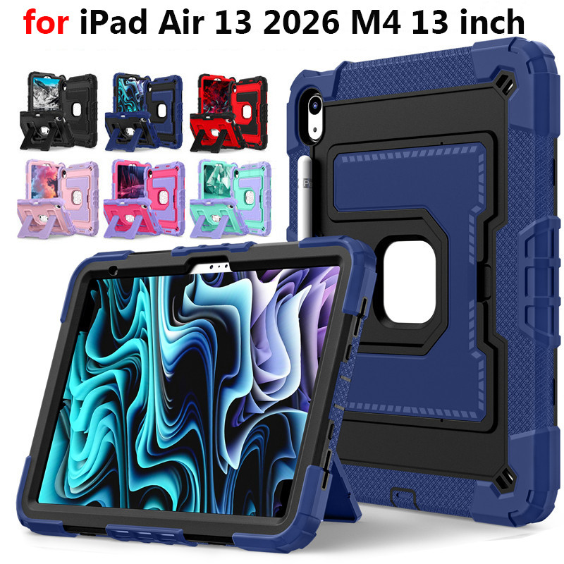 สําหรับ IPad IPad Air 13 2026 M4 13 "Air 13 2025 2024 M3 M2 เกราะเด็กแท็บเล็ต Hard PC ขาตั้งกันกระแท