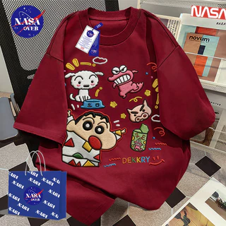 【จัดส่งจากกรุงเทพฯ】🔥NASA ฤดูร้อน oversize แขนสั้น ยูนิเซ็กส์ ลายชินจังสไตล์ปัก สไตล์มังงะ 👶cool เสื้อยืดคอกลม YG4585