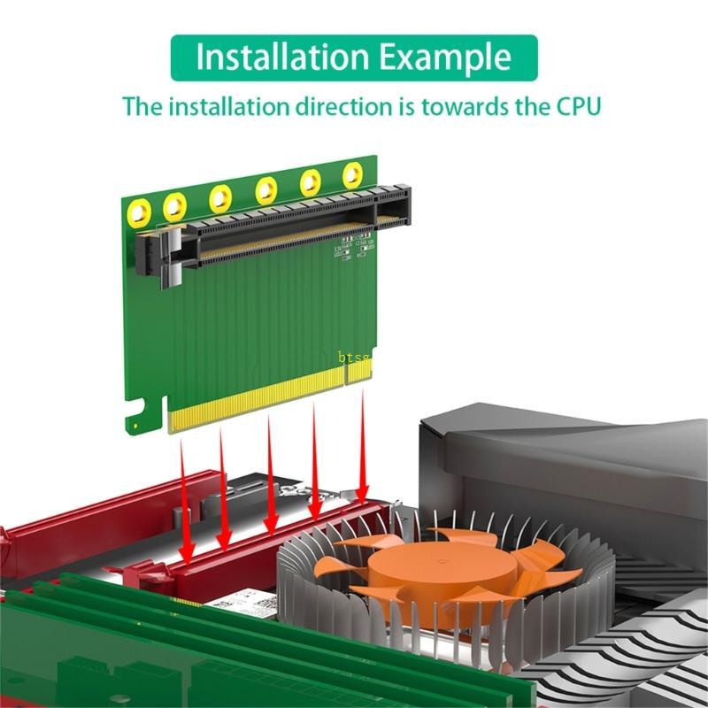 Btsg PCIE 16X 3 0 90 องศาย้อนกลับชายกับหญิง Risers การ์ดสําหรับ 1U Server ติดตั้งทิศทาง towards