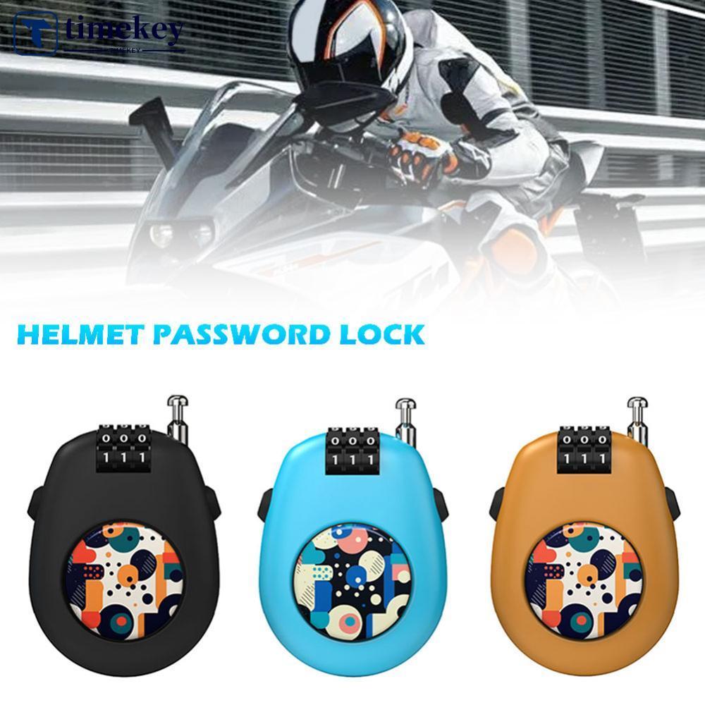 TIMEKEY หมวกกันน็อครถจักรยานยนต์รหัสล็อคแบบพกพาทนทาน Retractable ลวดเหล็ก Anti-Theft Security ล็อคสํ
