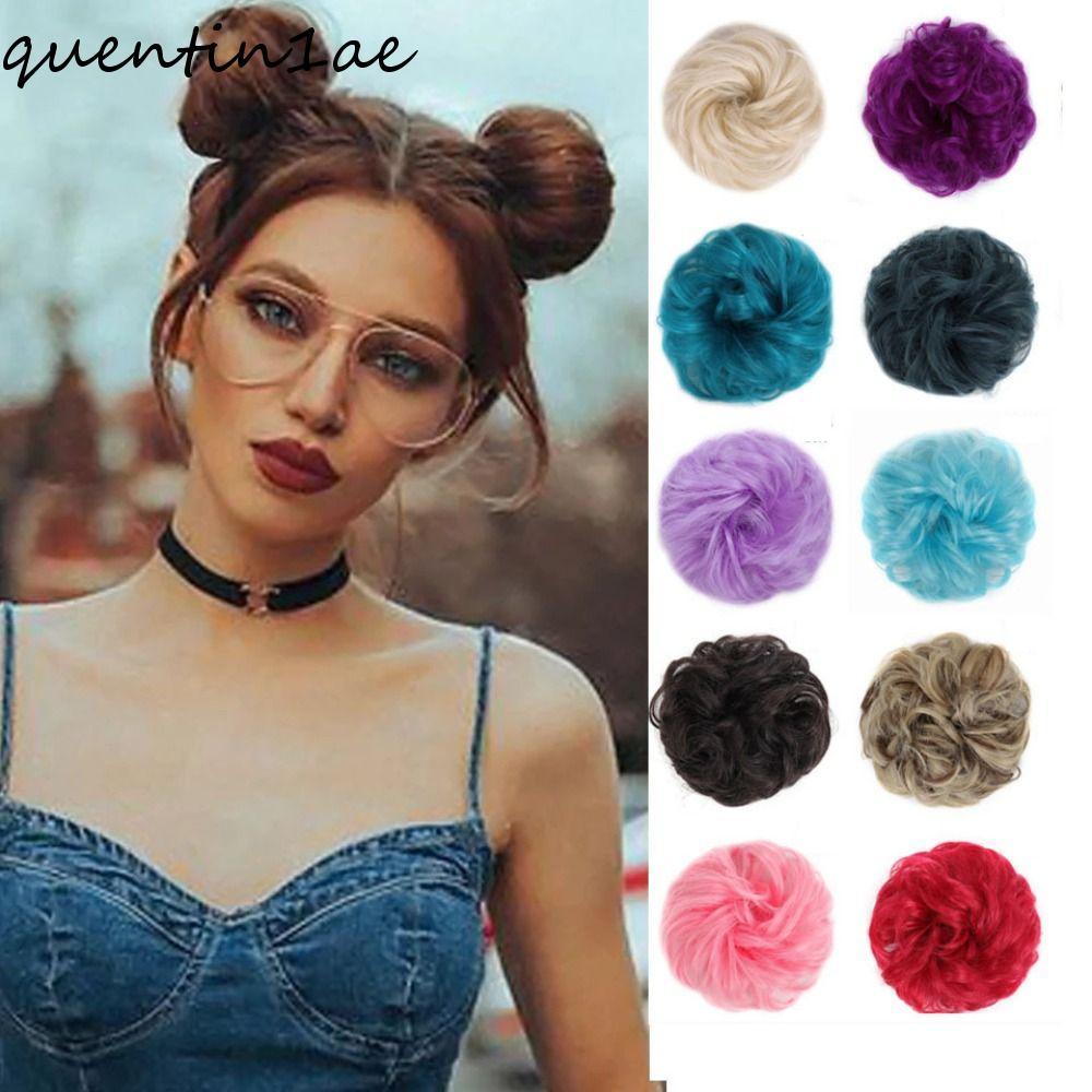 Scrunchies สังเคราะห์สีพาสเทล พร้อมวิกผมคลื่นสำหรับคอสเพลย์ Quentin1AE