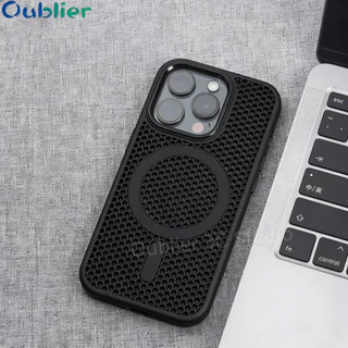 เคสโทรศัพท์ซิลิโคนแม่เหล็กระบายความร้อนสำหรับ ไอโฟน iPhone 17 16 15 14 13 12 11 Pro Max Plus เคส Case ดีไซน์ใหม่ ลายรังผึ้งระบายความร้อน ฝาหลังเรียบนุ่ม กันกระแทก ป้องกันการกระแทก