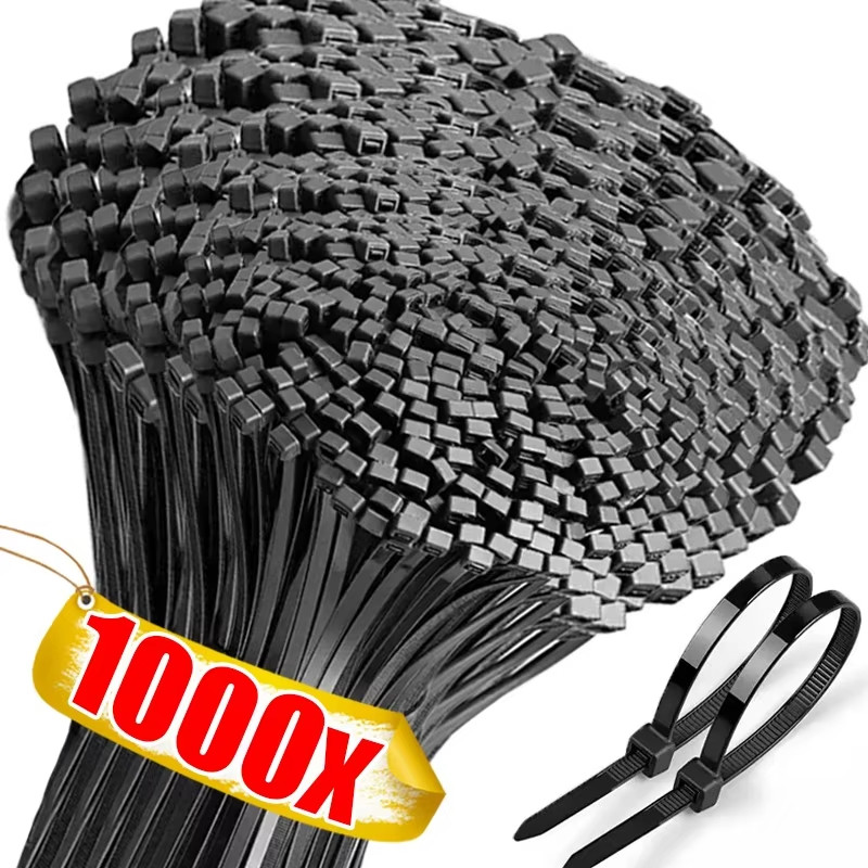 เคเบิ้ลไทร์พลาสติกอเนกประสงค์ 300/500/1000 ชิ้น - สายรัดผูกลวดล็อคตัวเองที่แข็งแกร่งเป็นพิเศษสําหรับจัดระเบียบสายไฟของใช้กลางแจ้งในร่ม