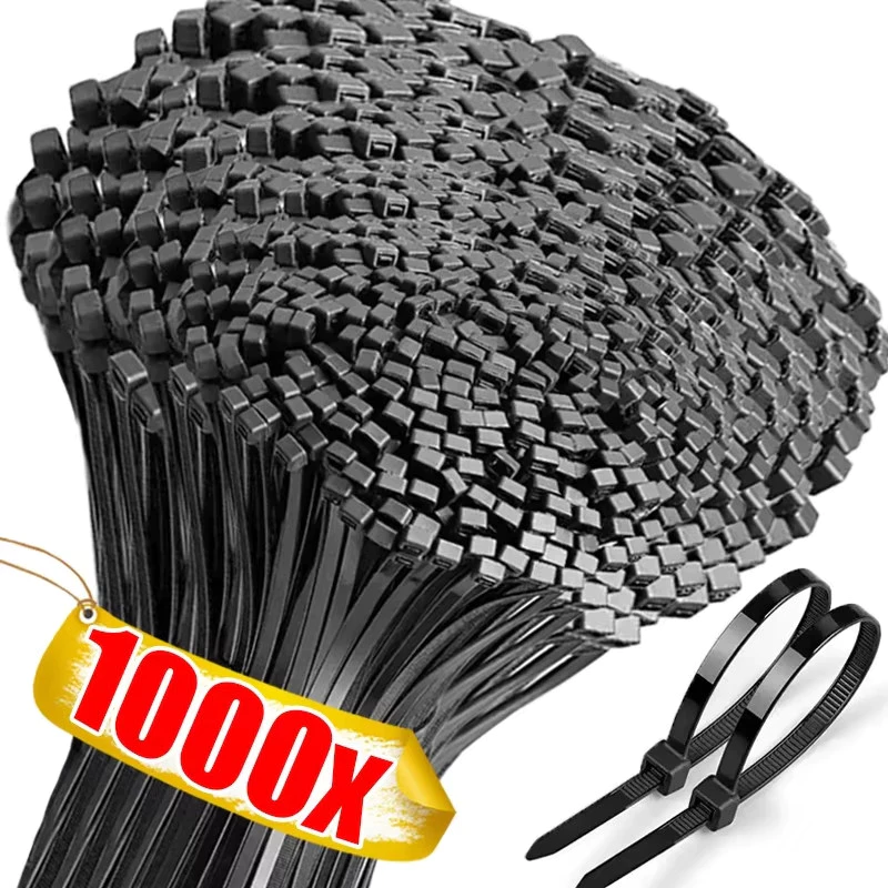 เคเบิ้ลไทร์พลาสติกอเนกประสงค์ 300/500/1000 ชิ้น - สายรัดผูกลวดล็อคตัวเองที่แข็งแกร่งเป็นพิเศษสําหรับจัดระเบียบสายไฟของใช้กลางแจ้งในร่ม