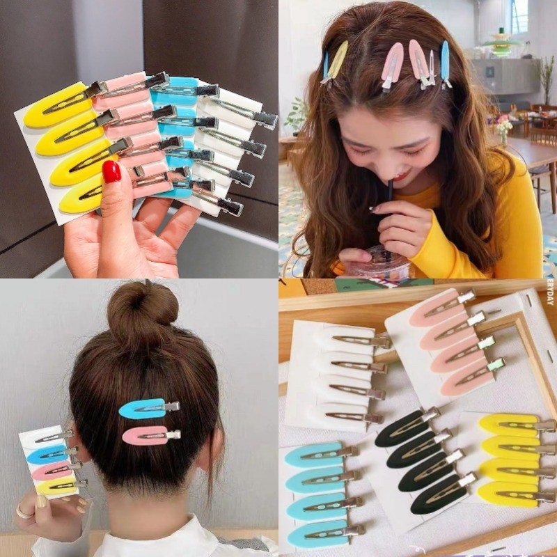 ชุดกิ๊บทิ้มผม 4 ชิ้น เคสมะเขือเป็ด พร้อมแฮร์พินสำหรับผมหน้าม้า