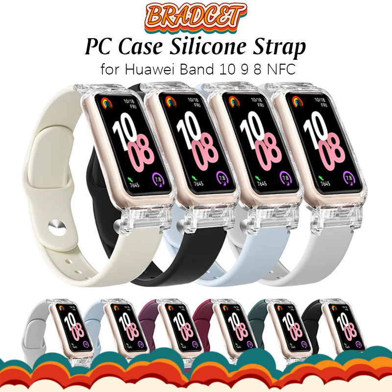 สายรัดยางสำหรับตัวครอบคอมพิวเตอร์แบบโปร่งใส for Huawei Band 10 9 8 NFC ผ้าหุ้มหน้าจอ สายรัดข้อมือพลาสติกนิ่ม ชุดเสริม