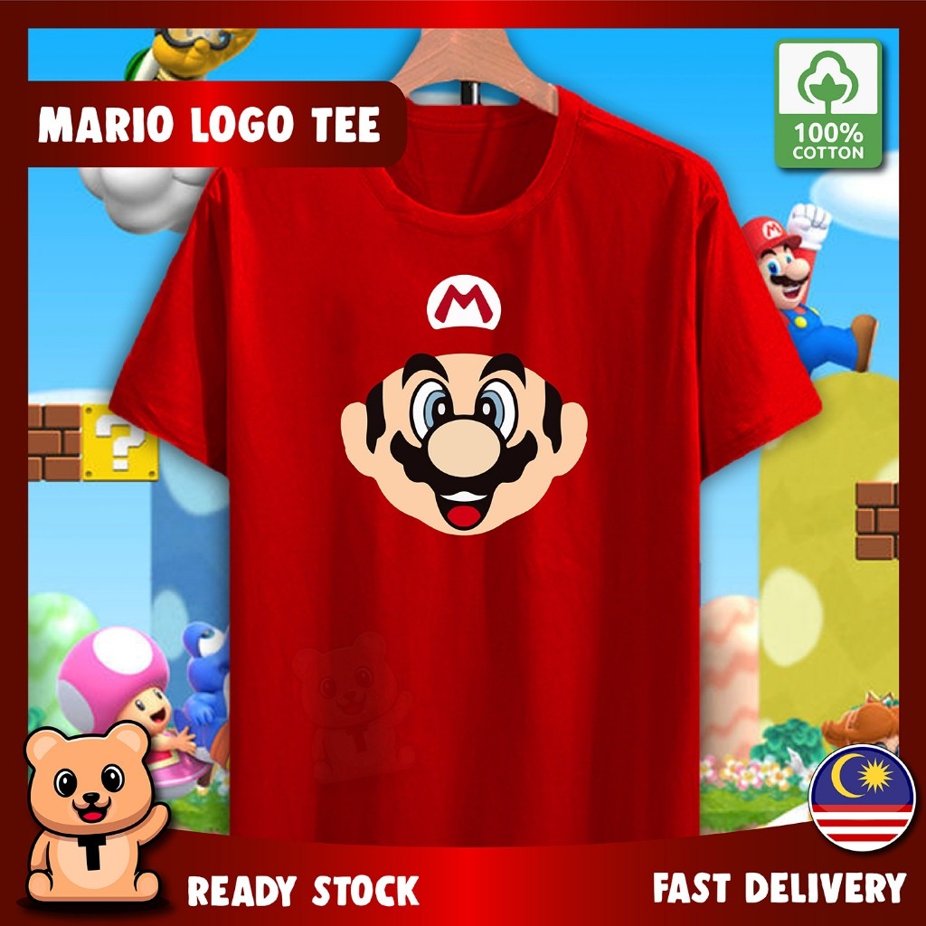 COD [มาใหม่] NINTENDO SUPER MARIO RED TShirt ผ้าฝ้าย 100% Unisex ผู้ชายผู้หญิงรอบคอ Baju Lelaki Tee 