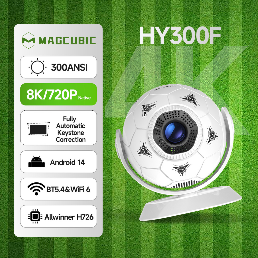 Magcubic HY300 F โปรเจคเตอร์ 300 ANSI 8K รองรับ Android14 WiFi6 BT5.4 Allwinner H726 ที่ไม่ซ้ํากันออ