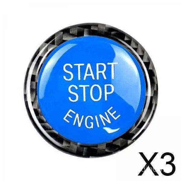 3xEngine Start Stop ปุ่มสติกเกอร์สําหรับ BMW E90 E92 E93 จัดแต่งทรงผมรถยนต์สีฟ้า QTYH