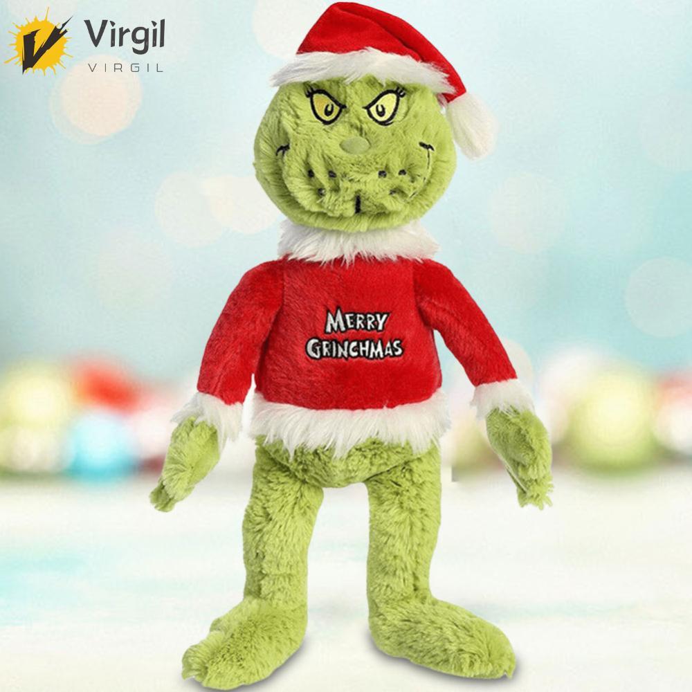 [Virgil.th] คริสต์มาส Grinch ตุ๊กตาตุ๊กตาเครื่องประดับคริสต์มาสน่ารักเหมือนจริง Animated Grinch ตกแต