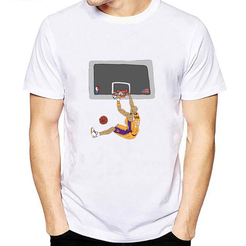 CODNBA Black Mamba Kobe Bryant Lakers เสื้อยืดผู้ชายรอบคอแขนสั้นเสื้อยืดเสื้อผ้าบาสเก็ตบอล #24Korea 