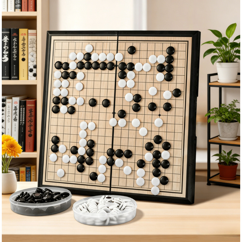 กระดานเก่าจีน Weiqi หมากฮอสโต๊ะเกมพับชุดหมากรุกเกมหมากรุกของเล่นของขวัญพลาสติก Go เกม