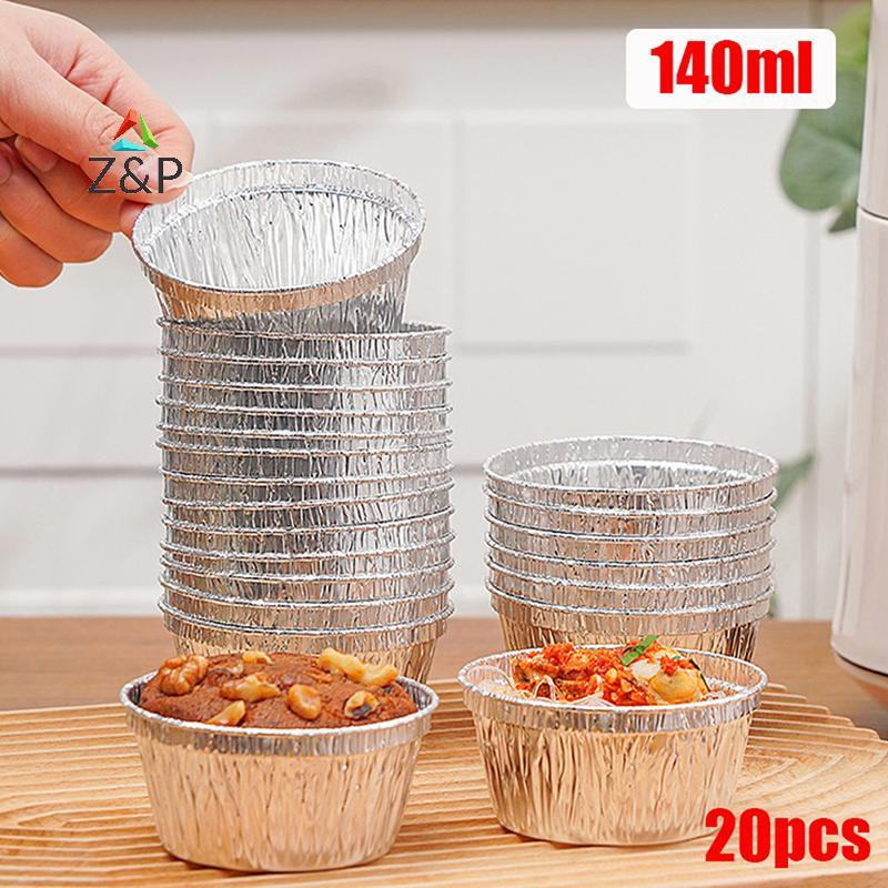 Z & P 20 ชิ้น Air Fryer อลูมิเนียมฟอยล์เค้กถ้วยไมโครเวฟฟอยล์ดีบุก Steamer Mats อลูมิเนียมฟอยล์ถาดอาหารบาร์บีคิวคอนเทนเนอร์เบเกอรี่แม่พิมพ์ COD